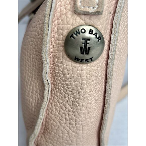 Two Bar West Leather Beige peach Cowhide shoulder bag Purse w/ Turquoise accent - Picture 11 of 13